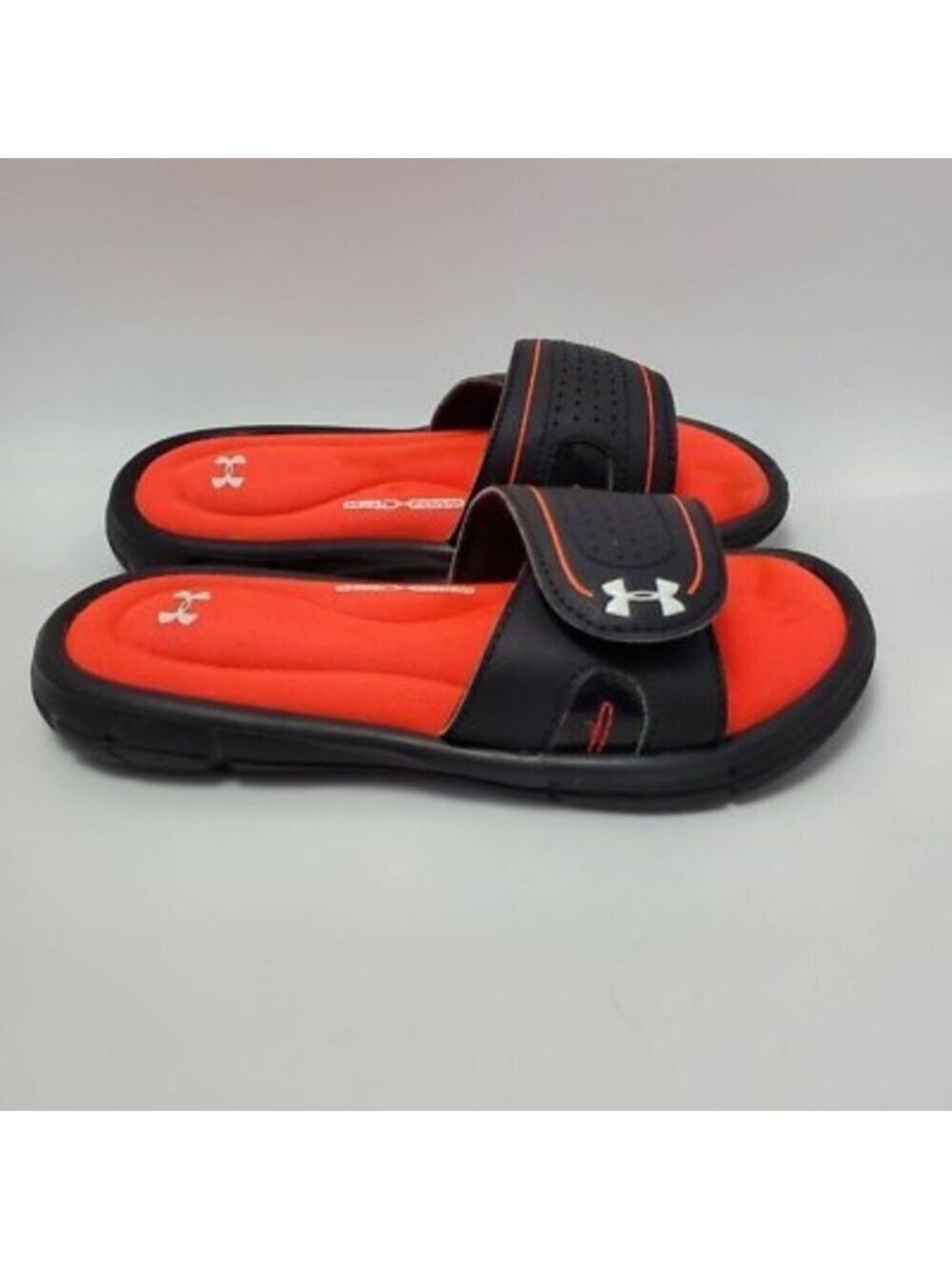 Under Armour Girls Ignite VIII Slide Sandals Black Adjustable Strap Slip Ons 1Y